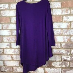 Purple High Low Long Sleeve Knit Top